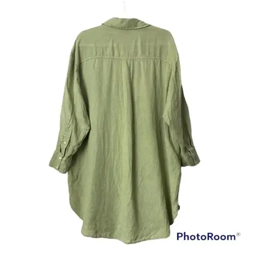 ZARA ✨  Oversized Linen Boho Button Down Green Shirt✨