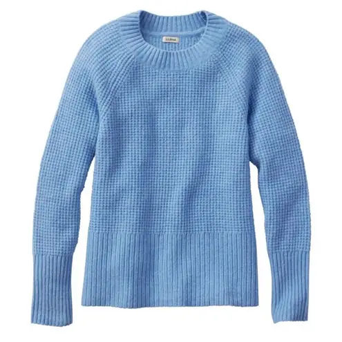 L.L. Bean super soft waffle knit crewneck sweater blue MPetite Size M