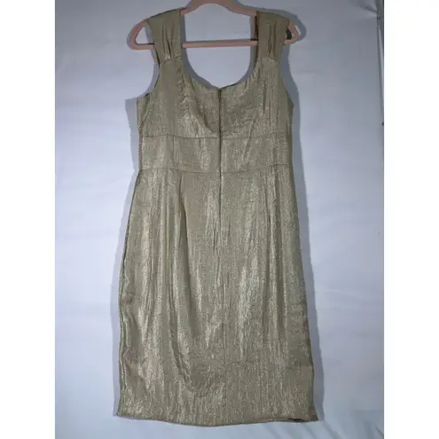 London Style Women Sheath Dress Shimmer Cocktail Party Formal Gold Metallic 16