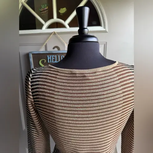 Ming Wang shimmer striped knit body con dress, size small petite