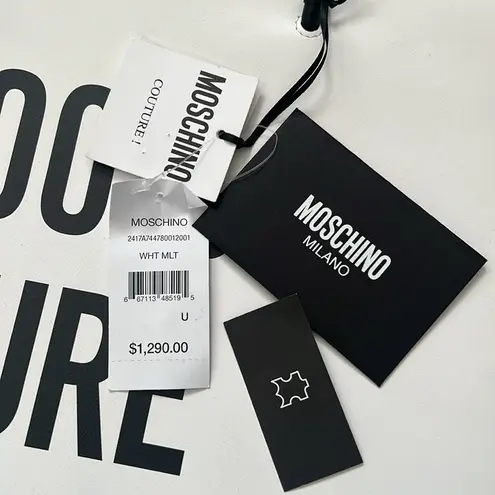 “100% PURE MOSCHINO” White Leather Shoulder Bag, New with Tag