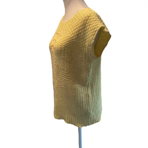 Cross Country Knits Vintage  Knits Yellow Short Sleeve Sweater Size Medium