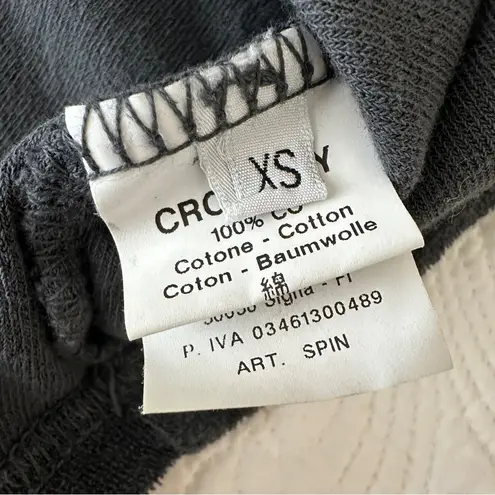 Crossley Women's Cropped Terry Cloth Zip Up Hoodie Sweatshirt XS Made in Italy Gray