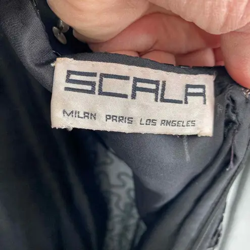 Scala Vintage Festive Dress Whimsigoth Fairy XL Black Silver Silk Sequined Beads