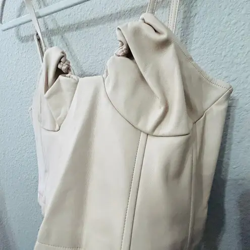 ASOS NEW Amy Lynn PU Corset Crop Top Stone Faux Leather Size Large