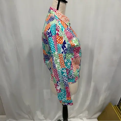 Polo Ralph Lauren quilted pattern cotton lightweight multicolored jacket XS 😍 Pink