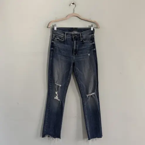 Mother The Mid Rise Dazzler Ankle Fray Weekend Warrior Jeans Blue Size 26