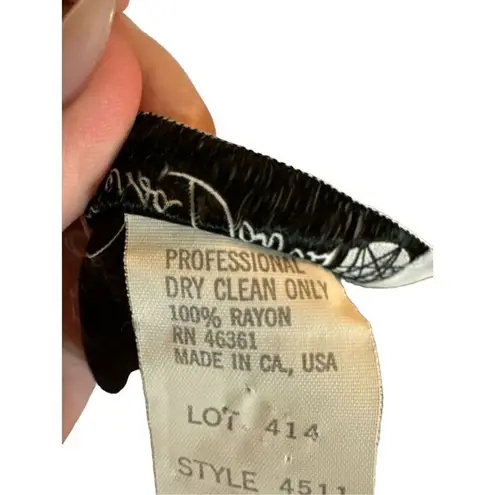 Vintage 70’s Chessa Davis USA Black Floral 2 Piece Long Maxi Dress sz 4 Women's