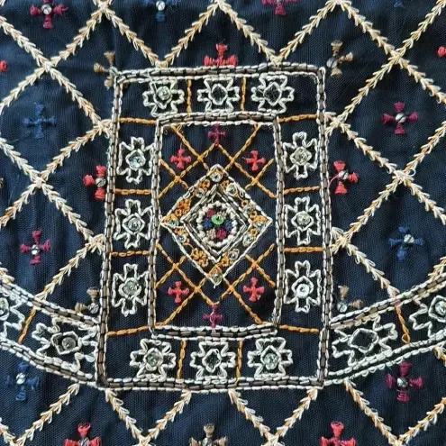 ZARA 4/$25  Embroidered Beaded Mesh Long Sleeve Top Blouse Sz M