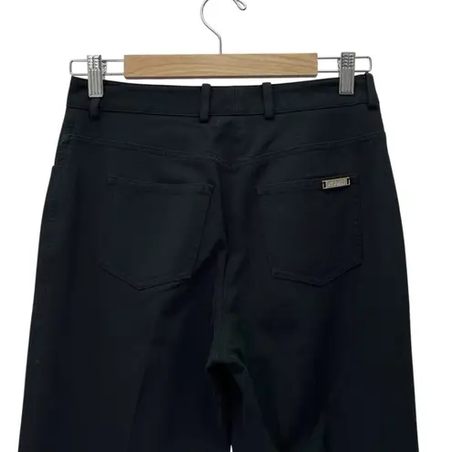 St. John Sport Pants Size 2 Black Stretch Cotton Straight Leg Gold Button VTG