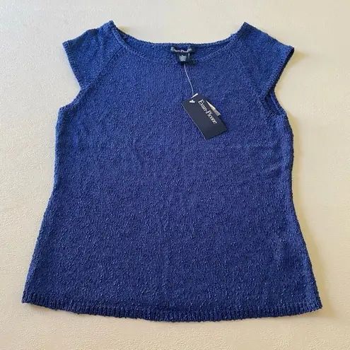 Evan Picone Evan-Picone Madison Ave Blue Knit Cap Sleeve Top NWT Size L