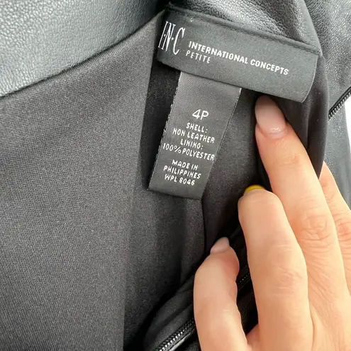 INC International Concepts Faux Leather Pencil Skirt Size 4P Black