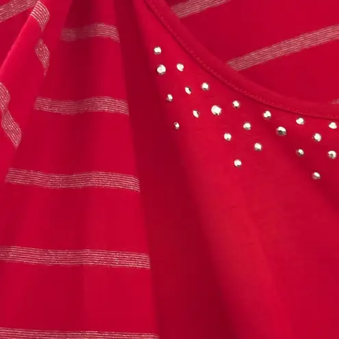 White Stag  Red and Metallic Striped Cardigan Set