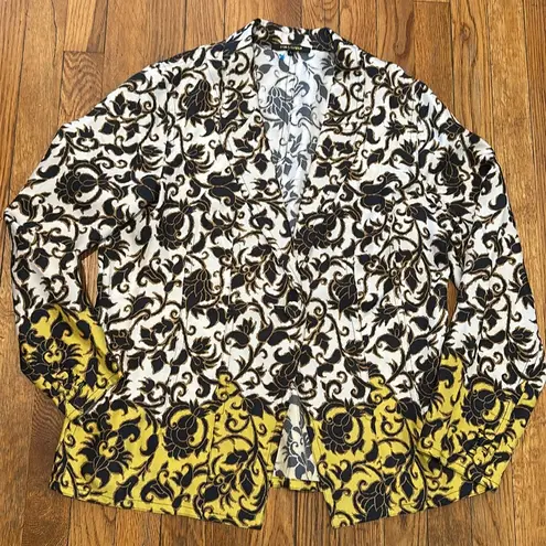 NWOT Kobi Halperin 100% silk dip dye floral jacket blazer marigold Large