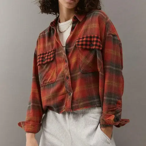 Urban Outfitters UO Cropped Plaid Flannel 