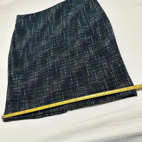 Karl Lagerfeld Size 14 Blue/Black Patterned Tweed Pencil Skirt