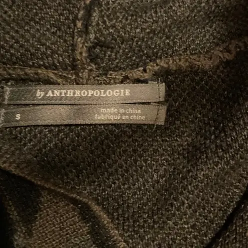 Anthropologie Hooded Sweater Knit Leopard Print Womens Size Small Gray