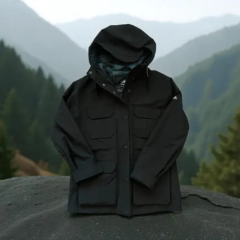 Madewell X Penfield Medbury flannel lined water resistant jacket black XS