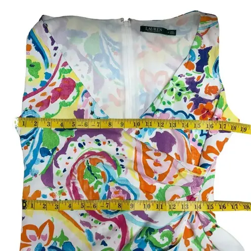 Lauren Ralph Lauren Purple Multi Paisley Faux Wrap Midi Crepe Dress Size 6 Job