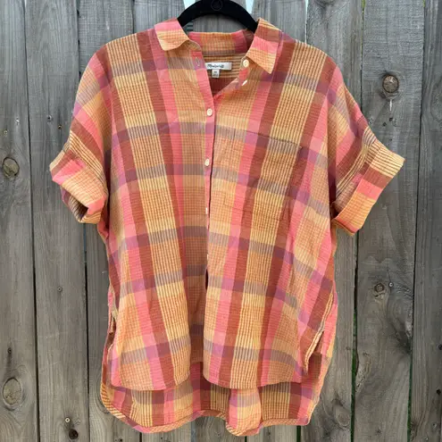 Madewell Daily Shirt in Neon Madras Plaid Size XXS |  100% Cotton Shirt
