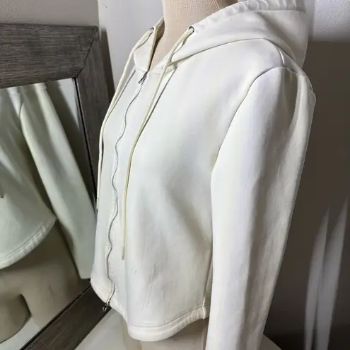 Jil Sander Cream Fitted Cropped Sweatshirt NWOT Size M