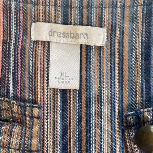 Dress Barn  Women’s Vertical Striped Button Down Top Bronze Buttons Boxy Flaw XL‎ - Image 6