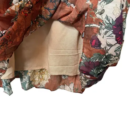 Hemant & Nandita Anthropologie Zeri Floral Peasant Midi Dress size 16 Brown