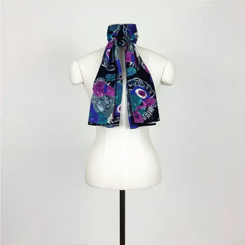 Vintage Abstract Printed Rectangular Fashion Scarf | Size 60” x 17” Purple