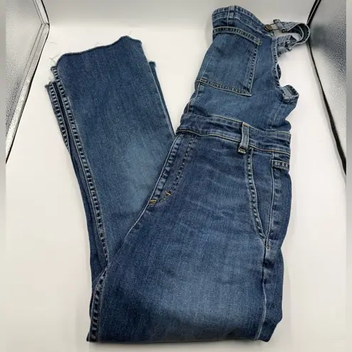 Rag and Bone  Denim Raw-Hem Cropped Kick Flare Overalls - Image 3