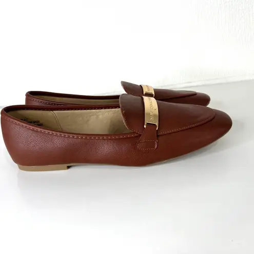 New York & Company Harleigh Square Toe Loafers Classic Minimalist Casual 8.5 Brown