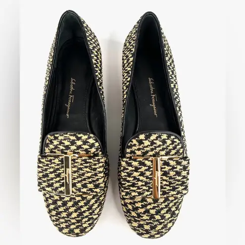 Salvatore Ferragamo Sarno Bow Embellished Raffia Low Heel Loafers US 5 - EU 35.5