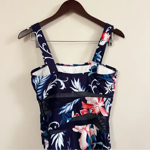 Carmen Marc Valvo One Piece Bathing Suit Cut Out Panels NEW Size 12 Maritime