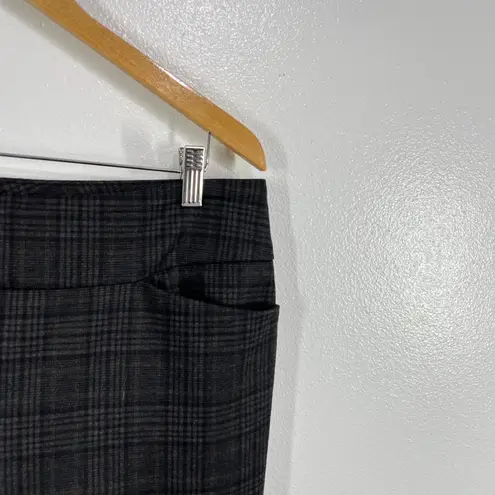 Dalia Womens Pants Large Black Gray Plaid Slim Leg Stretch Pull