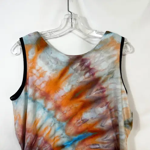 Wimbledon Large Tank Top Handmade Tie Dye Sleeveless Tennis Embroidered Logo 846 Orange