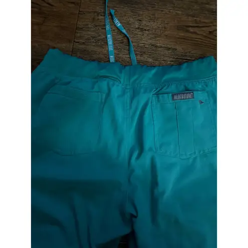 MedCouture Teal Scrub Pants Women's Relaxed Fit Cargo Drawstring Waist Pockets