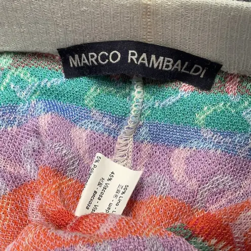Marco Rambaldi Multicolor Heart Flare Knit Pants Small White