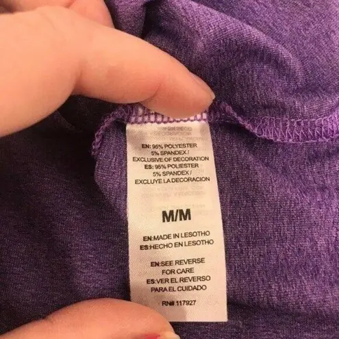 Head Open Back Spaghetti Strap Purple Gym Workout Yoga Tank Top Size M