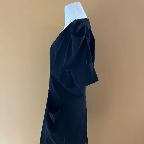 Y2K unique Black Sculptural Pagoda Sleeve Origami Puff Shoulder dress, size S