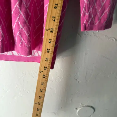 Notations Pink Wh Argyle Knit Collared Sweater Top Small Preppy Coquette Career