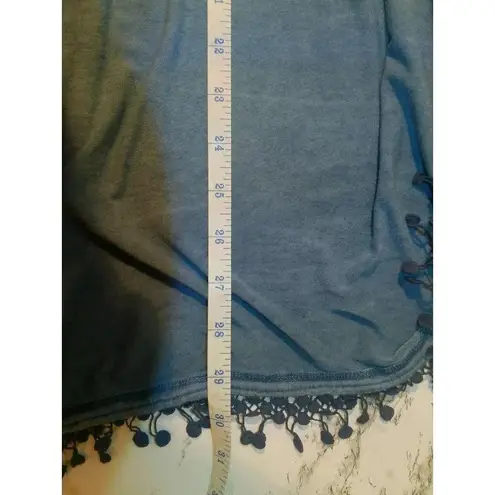 Women's Long Fringe Blue Angle Vest By La Vanya Size 2X