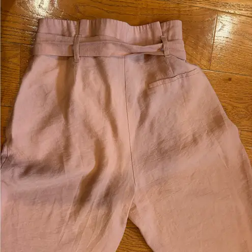 ZARA  Basic Paperbag Waist Wide-Leg Pants in Soft Pink – Size Small