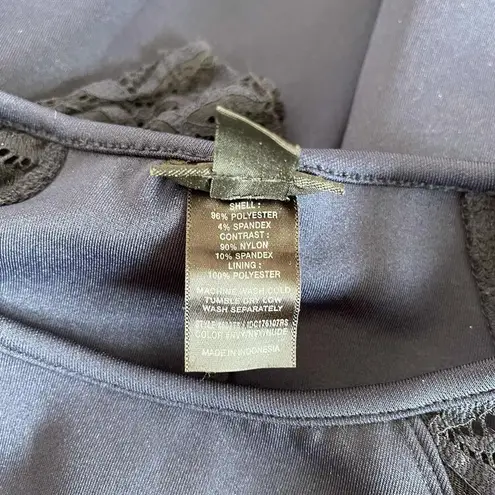 Enfocus Studio Navy & Tan Inset Lace Bodycon Mini Dress