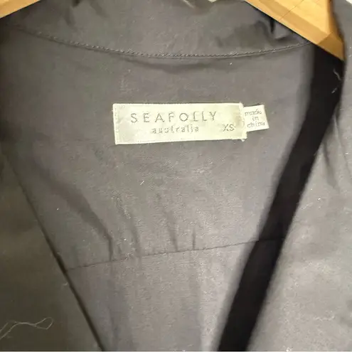 Seafolly Australia Black Button-Front Midi Dress with Waist Tie – Size XS