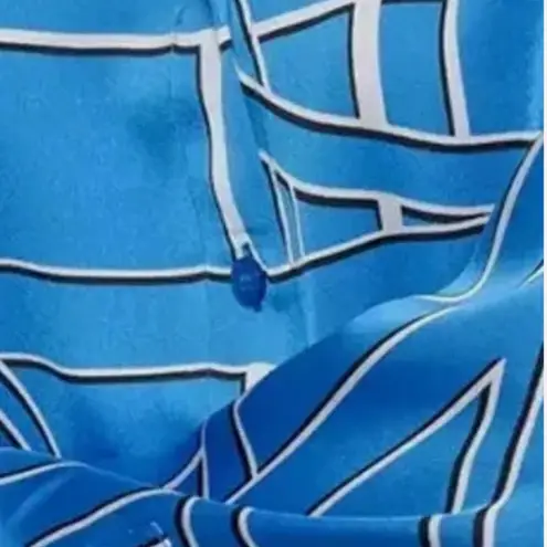 Karl Lagerfeld NWT PARIS Women's Long Sleeve Printed Tunic Blouse French Blue XL