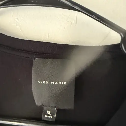 Alex Marie Womens XL Black Short Sleeve Casual T-Shirt Top Closet Staple