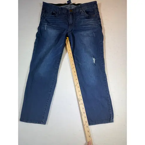 Democracy Womens 14P Absolution Blue Distressed Straight Leg Cropped Jeans