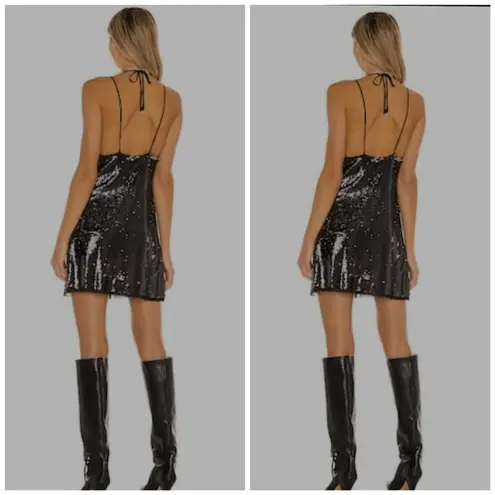 Free People  Double Take Sequin Mini Dress in Black Rose Combo