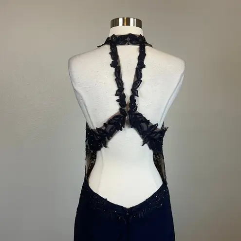 Avery G Beaded Lace Backless Long A