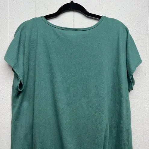 Ava & Viv  Womens Green Short Sleeve Workwear Casual V-Neck Top Size 1X Stretch