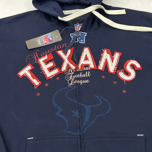 NFL Houston Texans  Football Navy Blue Full Zip Up Hoodie Sweatshirt Adult XL